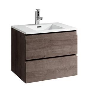Badplaats Badkamermeubel Set Angela 60 cm - Bruin Eiken - Badmeubel met Wastafel