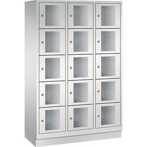 C+P CLASSIC Fächerschrank, Fachhöhe 295 mm, mit Sockel, 15 Fächer, Breite 1200 mm, Tür lichtgrau