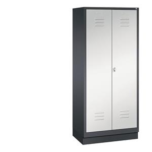 C+P CLASSIC Geräteschrank mit Sockel, 2 Abteile, Abteilbreite 400 mm, schwarzgrau / lichtgrau