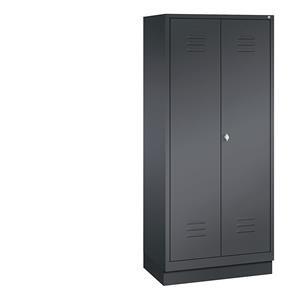 C+P CLASSIC Geräteschrank mit Sockel, 2 Abteile, Abteilbreite 400 mm, schwarzgrau