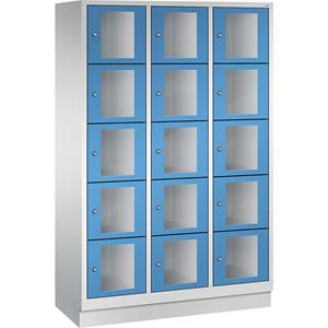 C+P CLASSIC Fächerschrank, Fachhöhe 295 mm, mit Sockel, 15 Fächer, Breite 1200 mm, Tür lichtblau