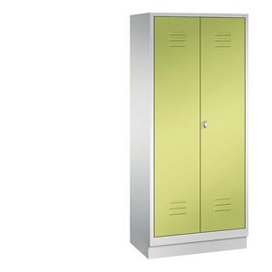 C+P CLASSIC Geräteschrank mit Sockel, 2 Abteile, Abteilbreite 400 mm, lichtgrau / viridingrün