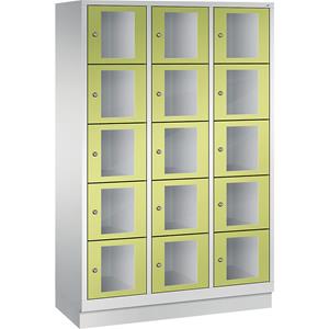 C+P CLASSIC Fächerschrank, Fachhöhe 295 mm, mit Sockel, 15 Fächer, Breite 1200 mm, Tür viridingrün