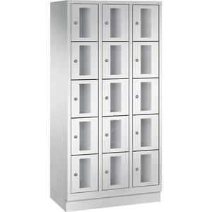 C+P CLASSIC Fächerschrank, Fachhöhe 295 mm, mit Sockel, 15 Fächer, Breite 900 mm, Tür lichtgrau