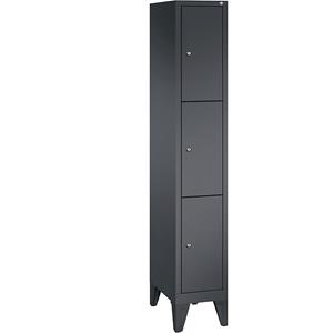 C+P CLASSIC Fächerschrank mit Füßen, 1 Abteil, 3 Fächer, Abteilbreite 300 mm, schwarzgrau