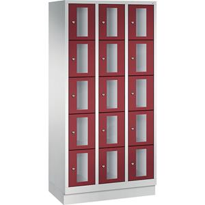 C+P CLASSIC Fächerschrank, Fachhöhe 295 mm, mit Sockel, 15 Fächer, Breite 900 mm, Tür rubinrot