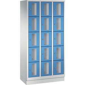 C+P CLASSIC Fächerschrank, Fachhöhe 295 mm, mit Sockel, 15 Fächer, Breite 900 mm, Tür lichtblau