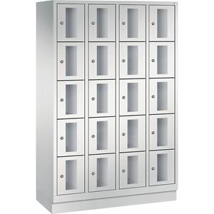 C+P CLASSIC Fächerschrank, Fachhöhe 295 mm, mit Sockel, 20 Fächer, Breite 1190 mm, Tür lichtgrau