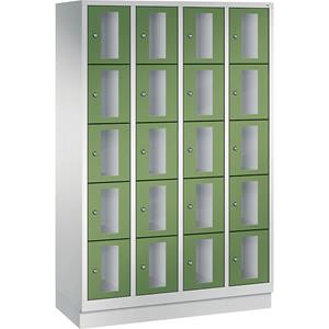 C+P CLASSIC Fächerschrank, Fachhöhe 295 mm, mit Sockel, 20 Fächer, Breite 1190 mm, Tür resedagrün