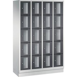 C+P CLASSIC Fächerschrank, Fachhöhe 295 mm, mit Sockel, 20 Fächer, Breite 1190 mm, Tür schwarzgrau