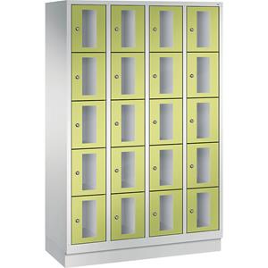 C+P CLASSIC Fächerschrank, Fachhöhe 295 mm, mit Sockel, 20 Fächer, Breite 1190 mm, Tür viridingrün