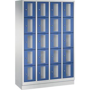 C+P CLASSIC Fächerschrank, Fachhöhe 295 mm, mit Sockel, 20 Fächer, Breite 1190 mm, Tür enzianblau