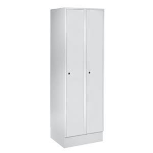Wolf Garderobekast met sokkel, h x b x d = 1800 x 600 x 500 mm, 2 vakken, lichtgrijs