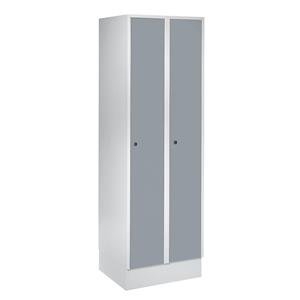 Wolf Garderobenschrank mit Sockel, HxBxT 1800 x 600 x 500 mm, 2 Abteile, silbergrau