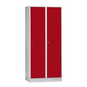 Wolf Garderobenschrank mit Sockel, HxBxT 1800 x 800 x 500 mm, 2 Abteile, feuerrot