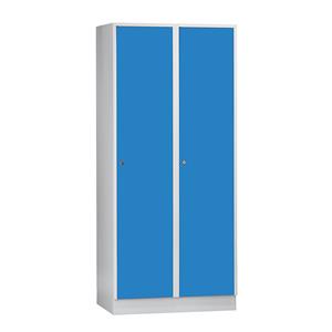 Wolf Garderobenschrank mit Sockel, HxBxT 1800 x 800 x 500 mm, 2 Abteile, lichtblau