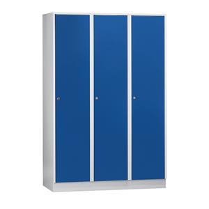 Wolf Garderobekast met sokkel, h x b x d = 1800 x 1200 x 500 mm, 3 vakken, gentiaanblauw