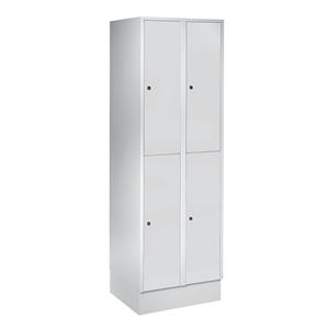 Wolf Garderobekast met sokkel, h x b x d = 1800 x 600 x 500 mm, 4 vakken, lichtgrijs
