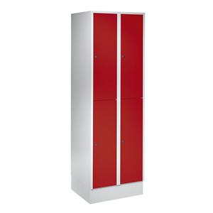 Wolf Garderobekast met sokkel, h x b x d = 1800 x 600 x 500 mm, 4 vakken, vuurrood