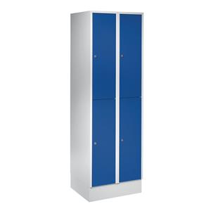 Wolf Garderobenschrank mit Sockel, HxBxT 1800 x 600 x 500 mm, 4 Fächer, enzianblau