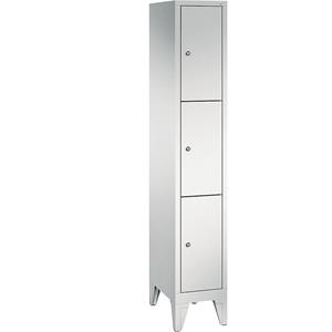 C+P CLASSIC Fächerschrank mit Füßen, 1 Abteil, 3 Fächer, Abteilbreite 300 mm, lichtgrau