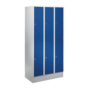 Wolf Garderobekast met sokkel, h x b x d = 1800 x 900 x 500 mm, 6 vakken, gentiaanblauw