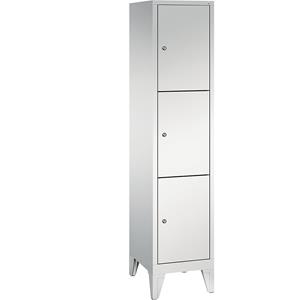 C+P CLASSIC Fächerschrank mit Füßen, 1 Abteil, 3 Fächer, Abteilbreite 400 mm, lichtgrau