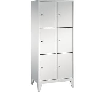 C+P CLASSIC Fächerschrank mit Füßen, 2 Abteile, je 3 Fächer, Abteilbreite 400 mm, lichtgrau
