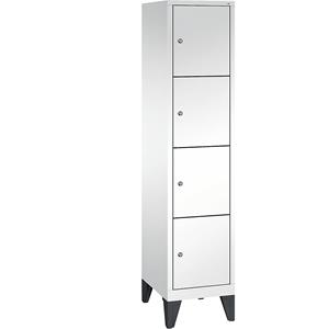 C+P CLASSIC Fächerschrank mit Füßen, 1 Abteil, 4 Fächer, Abteilbreite 400 mm, verkehrsweiß