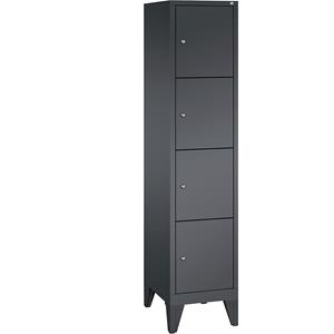 C+P CLASSIC Fächerschrank mit Füßen, 1 Abteil, 4 Fächer, Abteilbreite 400 mm, schwarzgrau