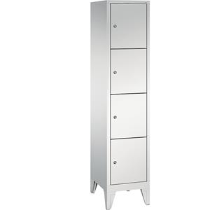 C+P CLASSIC Fächerschrank mit Füßen, 1 Abteil, 4 Fächer, Abteilbreite 400 mm, lichtgrau