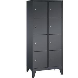 C+P CLASSIC Fächerschrank mit Füßen, 2 Abteile, je 4 Fächer, Abteilbreite 400 mm, schwarzgrau