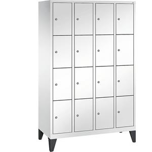 C+P CLASSIC Fächerschrank mit Füßen, 4 Abteile, je 4 Fächer, Abteilbreite 300 mm, verkehrsweiß