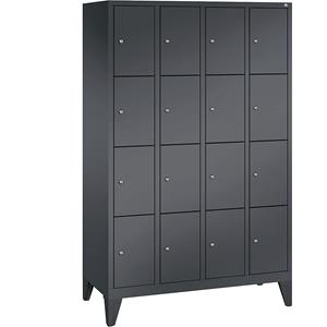 C+P CLASSIC Fächerschrank mit Füßen, 4 Abteile, je 4 Fächer, Abteilbreite 300 mm, schwarzgrau