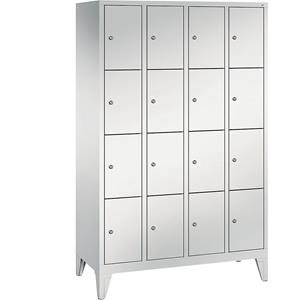 C+P CLASSIC Fächerschrank mit Füßen, 4 Abteile, je 4 Fächer, Abteilbreite 300 mm, lichtgrau
