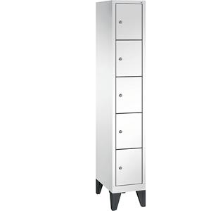 C+P CLASSIC Fächerschrank mit Füßen, 1 Abteil, 5 Fächer, Abteilbreite 300 mm, verkehrsweiß
