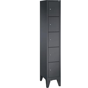 C+P CLASSIC Fächerschrank mit Füßen, 1 Abteil, 5 Fächer, Abteilbreite 300 mm, schwarzgrau