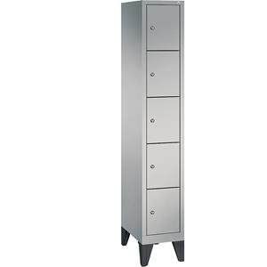 C+P CLASSIC Fächerschrank mit Füßen, 1 Abteil, 5 Fächer, Abteilbreite 300 mm, weißaluminium