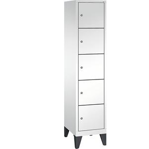 C+P CLASSIC Fächerschrank mit Füßen, 1 Abteil, 5 Fächer, Abteilbreite 400 mm, verkehrsweiß