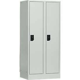 Schoollocker, compartimentbreedte 300 mm, veiligheidscilinderslot, 2 compartimenten, lichtgrijs/lichtgrijs