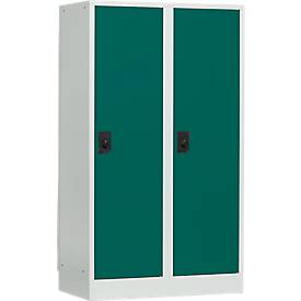 Schoollocker, compartimentbreedte 400 mm, 2 compartimenten, lichtgrijs/opaalgroen