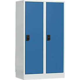 Schoollocker, compartimentbreedte 400 mm, 2 compartimenten, lichtgrijs/briljantblauw