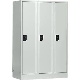 Schoollocker, compartimentbreedte 300 mm, veiligheidscilinderslot, 3 compartimenten, lichtgrijs/lichtgrijs