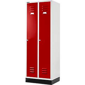 Schäfer Shop Select Materiaallocker met sokkel, cilinderslot, lichtgrijs/robijnrood