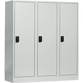 Schoollocker, compartimentbreedte 400 mm, 3 compartimenten, lichtgrijs/lichtgrijs