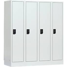 Schoollocker, compartimentbreedte 300 mm, veiligheidscilinderslot, 4 compartimenten, lichtgrijs/lichtgrijs