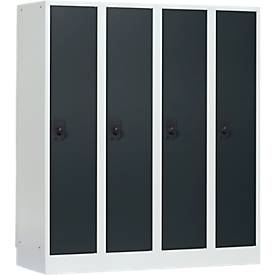 Schoollocker, compartimentbreedte 300 mm, veiligheidscilinderslot, 4 compartimenten, lichtgrijs/antraciet