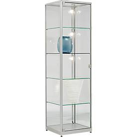 Staande vitrinekast, stabiel aluminium frame, 500 x 500 x 1800 mm