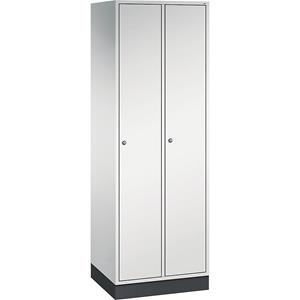 C+P INTRO stalen garderobekast, breedte 620 mm, 2 afdelingen, kastframe lichtgrijs, deuren lichtgrijs