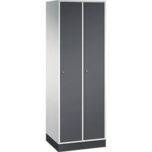 C+P INTRO stalen garderobekast, breedte 620 mm, 2 afdelingen, kastframe lichtgrijs, deuren zwartgrijs